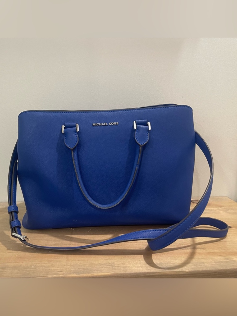 Michael Kors Royal Blue Saffiano Satchel Crossbody
